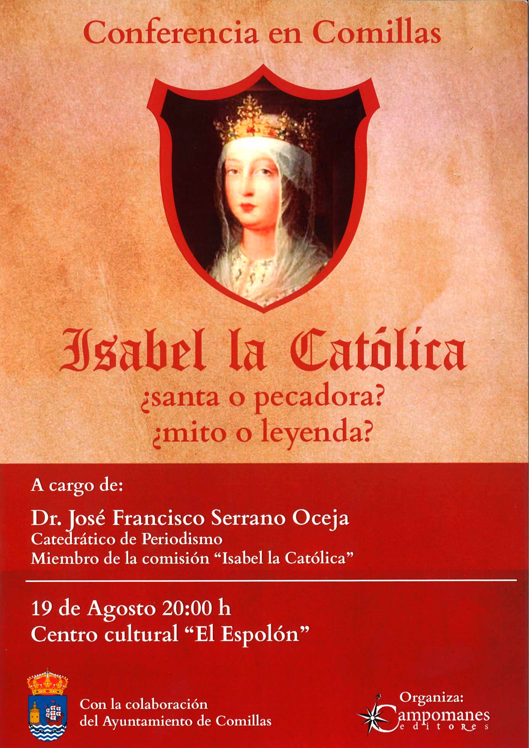 Conferencia Isabel La Catolica en el Centro Cultural El Espolon Comillas Cantabria