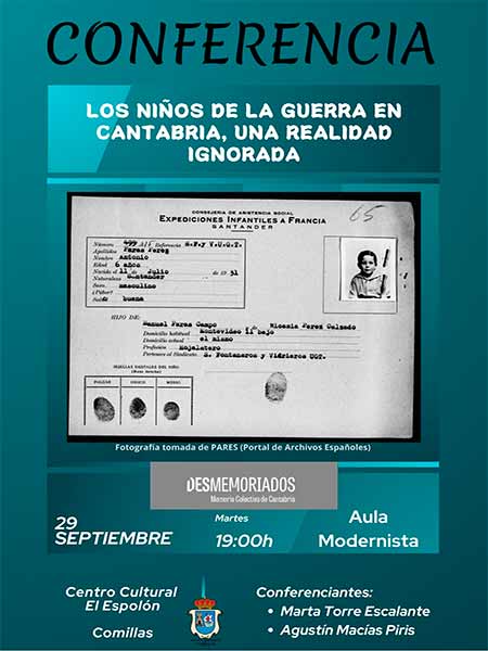 Conferencia Los ninos de la guerra en Cantabria, una realidad ignorada en Comillas