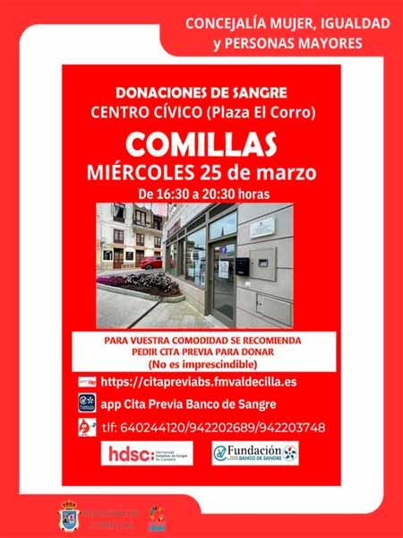 Donacion de sangre en el Centro Civico en Comillas Cantabria