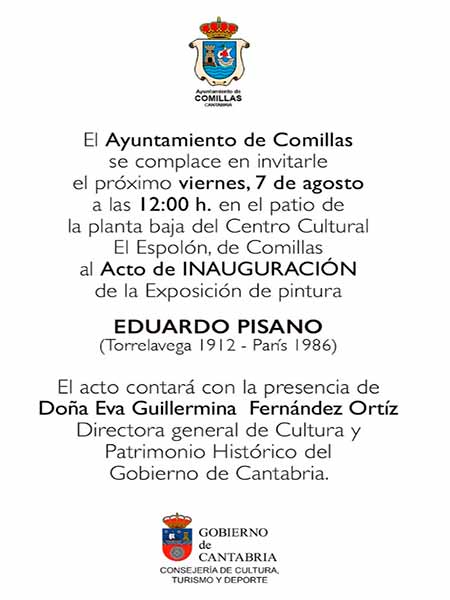 Exposicion de Eduardo Pisano en el Centro Cultural el Espolon en Comillas cantabria