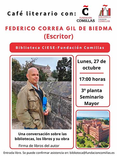 Federico Correa Gil de Biedma Escritor Cafe Literario en la biblioteca del Seminario Mayor de Comillas